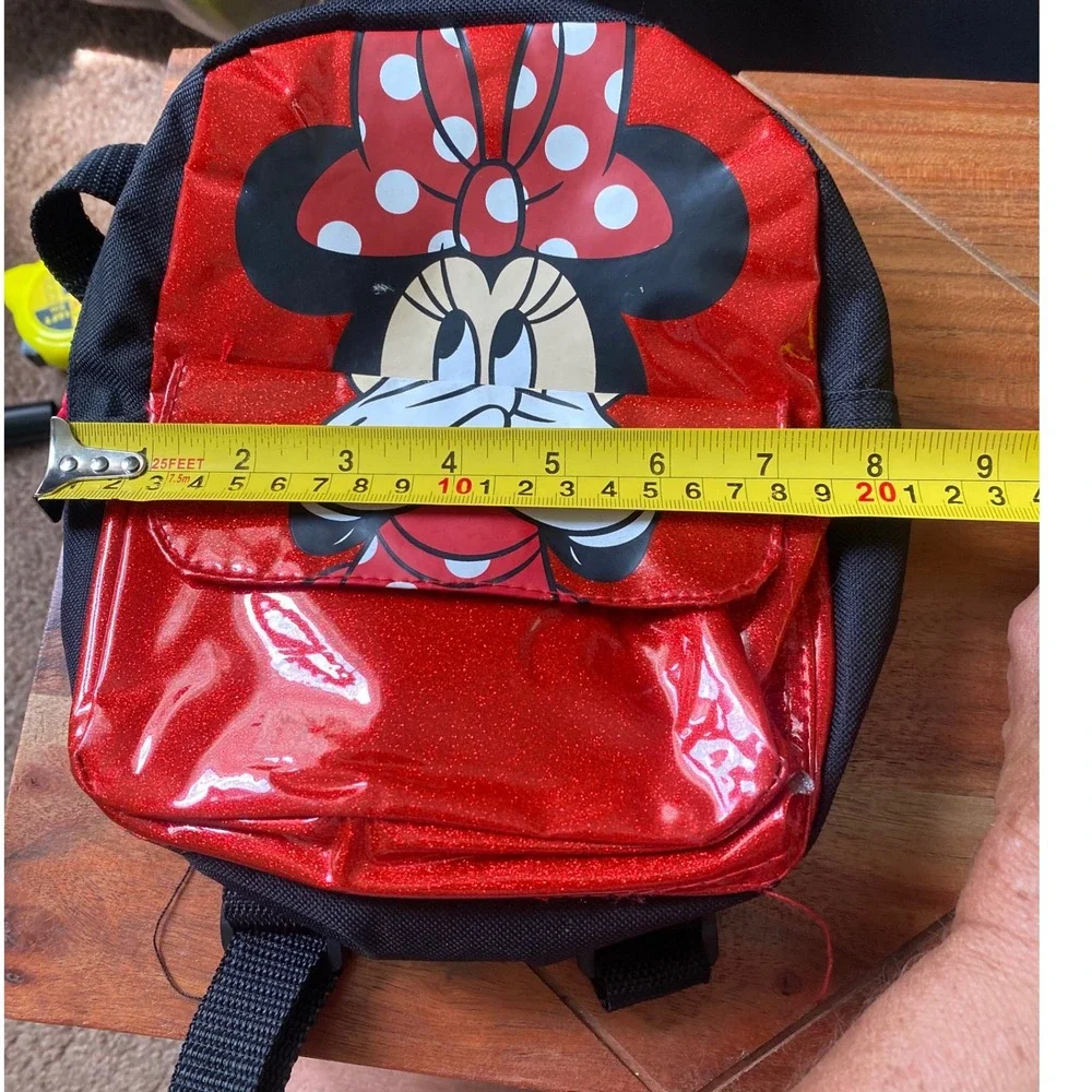 Disney Minnie‎ Mouse Backpack Toddler Kids School Bag Red Glitter